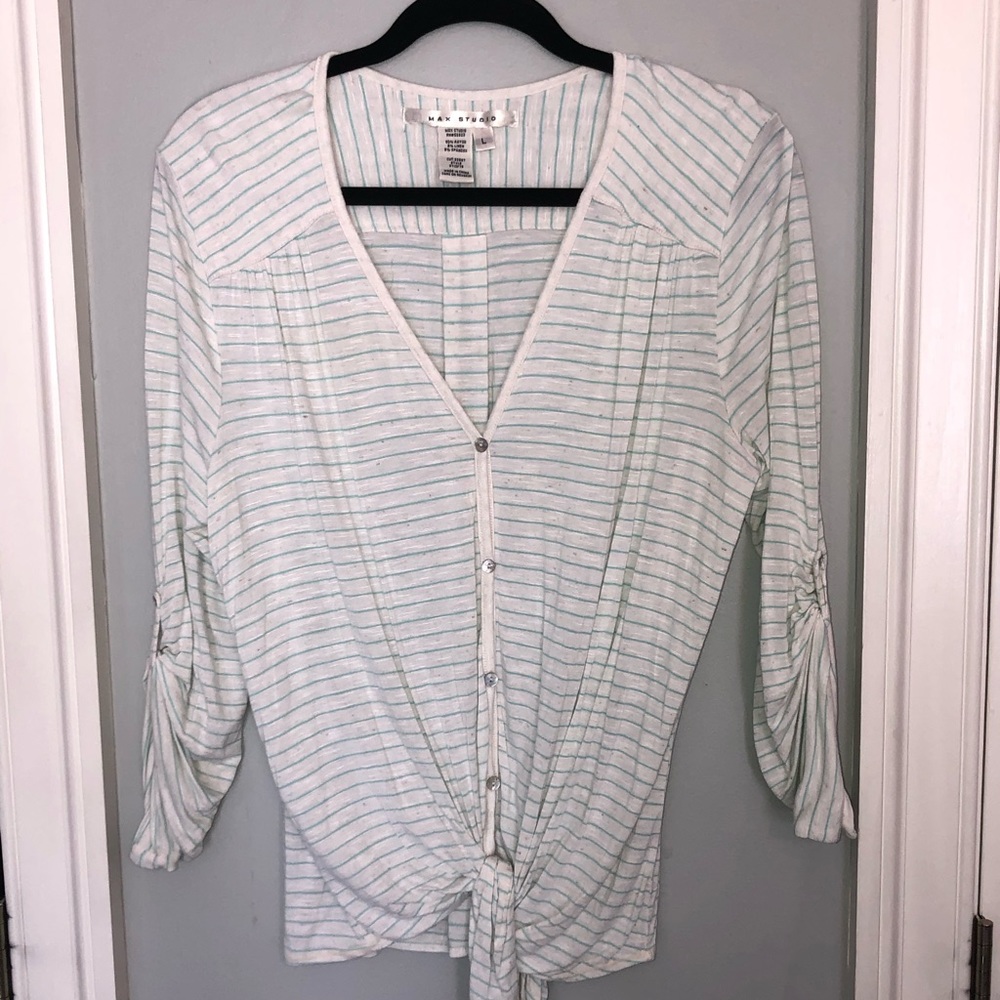 MAX STUDIO button down/tie blouse